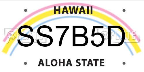 SS7B5D Hawaii License Plate