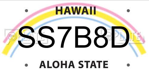 SS7B8D Hawaii License Plate