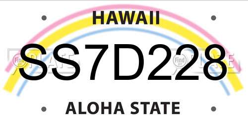 SS7D228 Hawaii License Plate