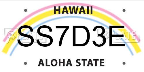 SS7D3E Hawaii License Plate