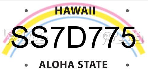 SS7D775 Hawaii License Plate