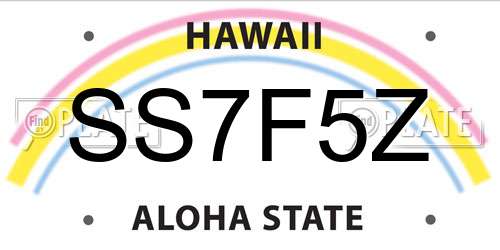 SS7F5Z Hawaii License Plate