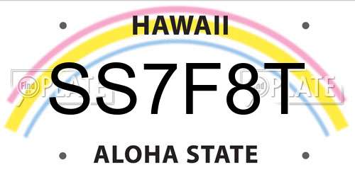 SS7F8T Hawaii License Plate