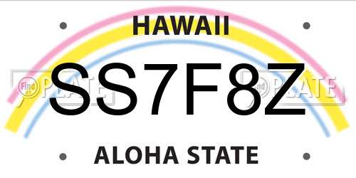 SS7F8Z Hawaii License Plate