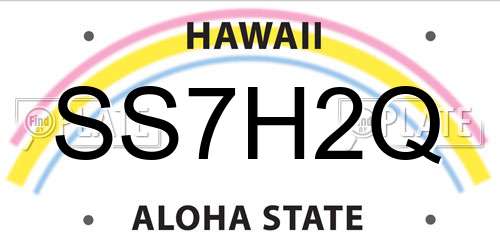 SS7H2Q Hawaii License Plate