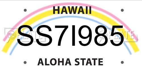 SS7I985 Hawaii License Plate