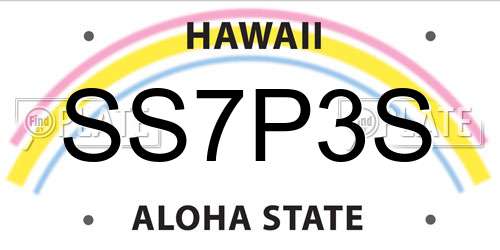 SS7P3S Hawaii License Plate