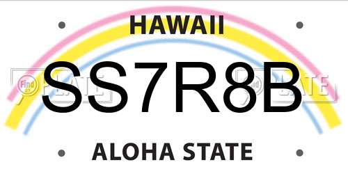 SS7R8B Hawaii License Plate