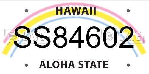 SS84602 Hawaii License Plate