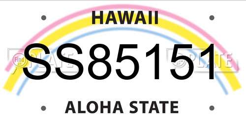 SS85151 Hawaii License Plate