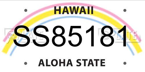 SS85181 Hawaii License Plate