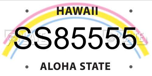 SS85555 Hawaii License Plate
