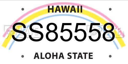 SS85558 Hawaii License Plate