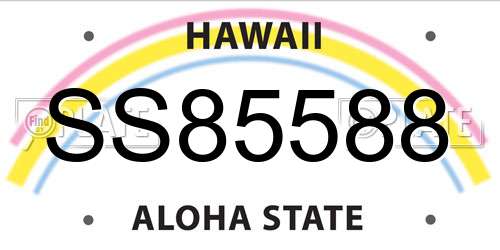 SS85588 Hawaii License Plate