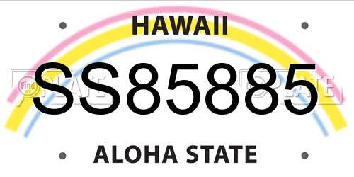 SS85885 Hawaii License Plate