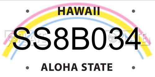 SS8B034 Hawaii License Plate