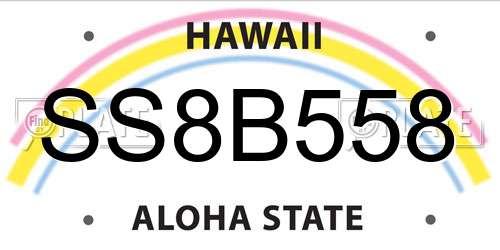 SS8B558 Hawaii License Plate