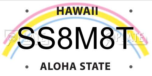 SS8M8T Hawaii License Plate