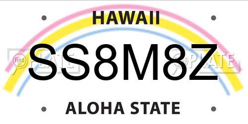 SS8M8Z Hawaii License Plate