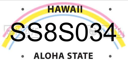SS8S034 Hawaii License Plate