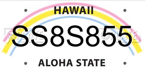 SS8S855 Hawaii License Plate