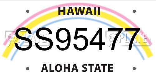 SS95477 Hawaii License Plate