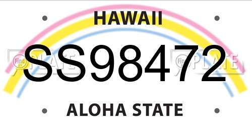 SS98472 Hawaii License Plate