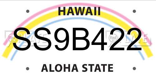 SS9B422 Hawaii License Plate