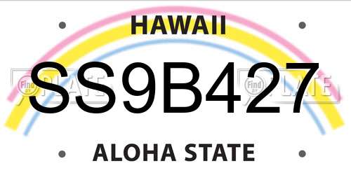 SS9B427 Hawaii License Plate