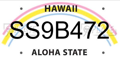 SS9B472 Hawaii License Plate