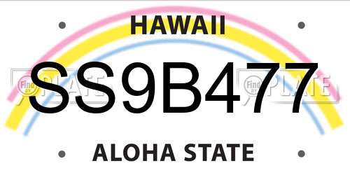 SS9B477 Hawaii License Plate