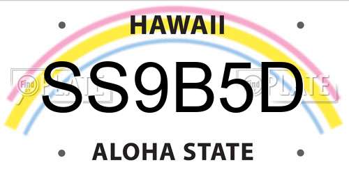 SS9B5D Hawaii License Plate