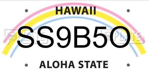SS9B5O Hawaii License Plate