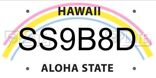 SS9B8D Hawaii License Plate