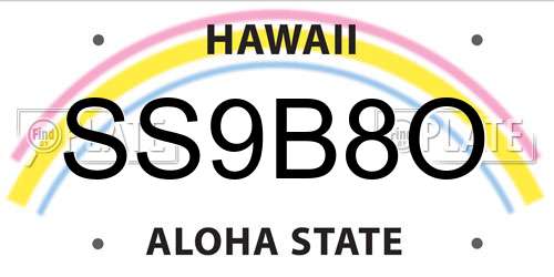 SS9B8O Hawaii License Plate