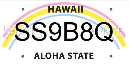SS9B8Q Hawaii License Plate