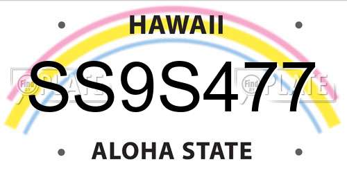 SS9S477 Hawaii License Plate