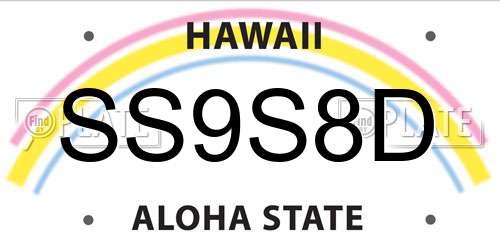 SS9S8D Hawaii License Plate