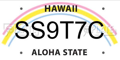 SS9T7C Hawaii License Plate