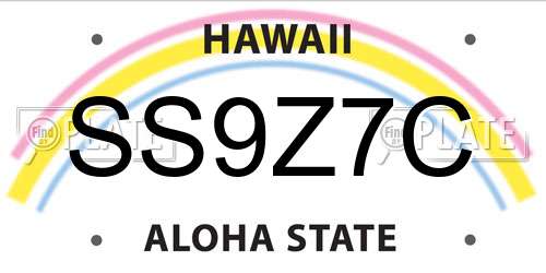 SS9Z7C Hawaii License Plate