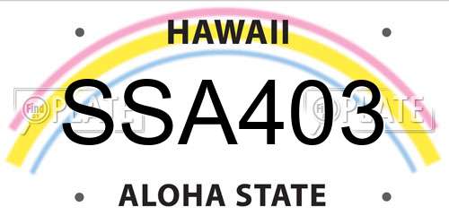 SSA403 Hawaii License Plate