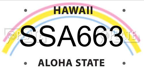 SSA663 Hawaii License Plate