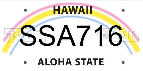 SSA716 Hawaii License Plate