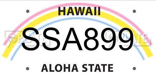 SSA899 Hawaii License Plate