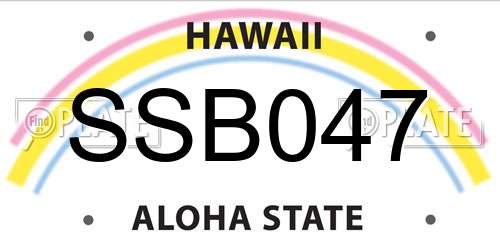 SSB047 Hawaii License Plate