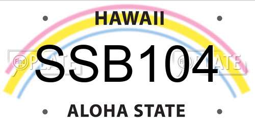 SSB104 Hawaii License Plate