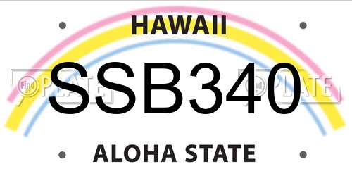 SSB340 Hawaii License Plate