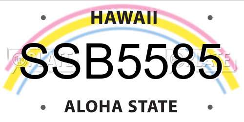 SSB5585 Hawaii License Plate