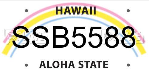 SSB5588 Hawaii License Plate