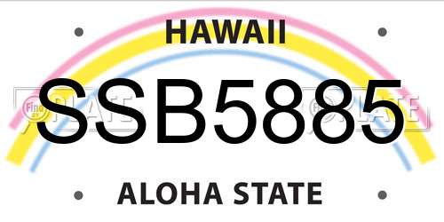 SSB5885 Hawaii License Plate